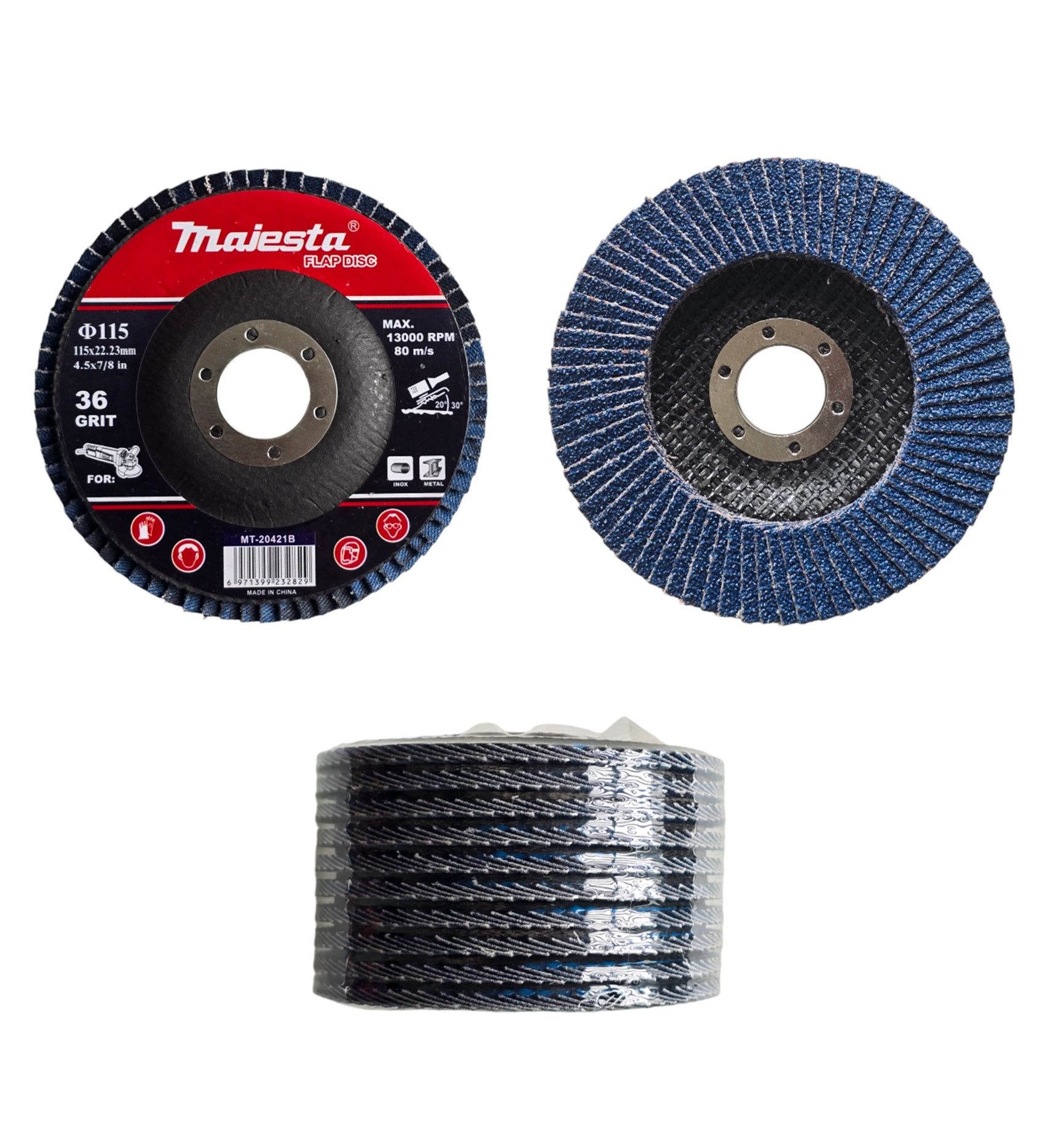 Majesta Flap Disc 115mm 36 Grit (10 Pack)