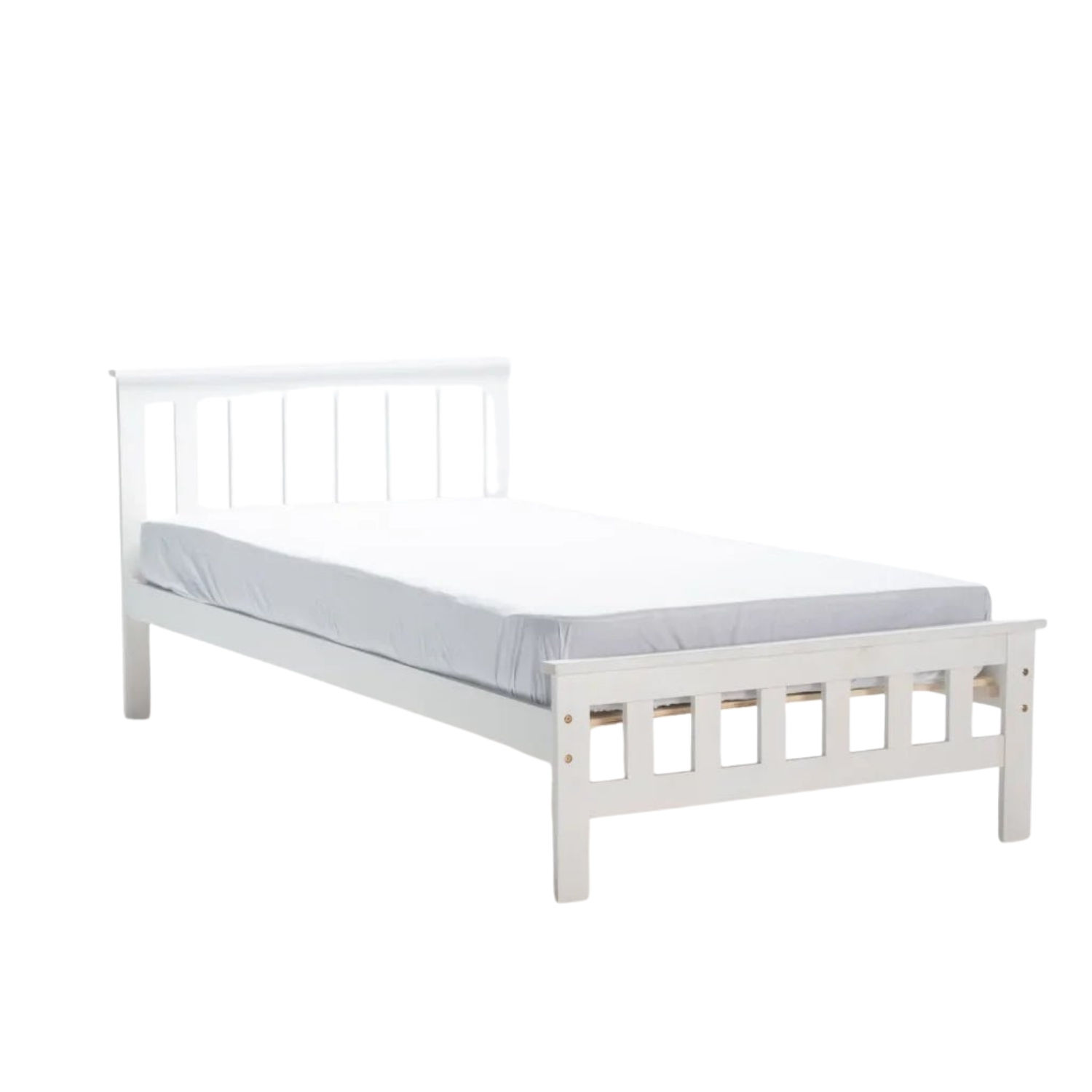 White Wooden Single Bed Frame