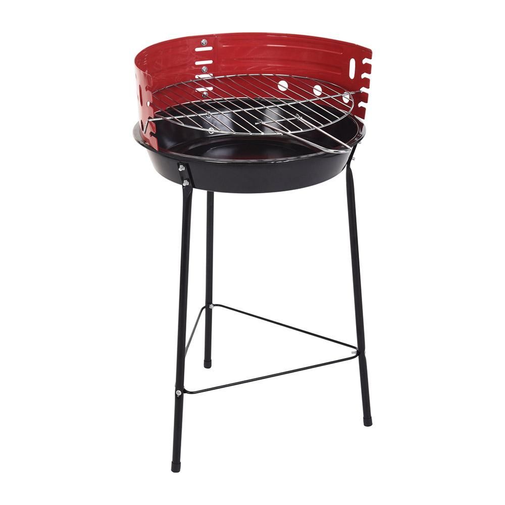 14 Inch Portable Charcoal Grill with Windscreen - 35cm - Red