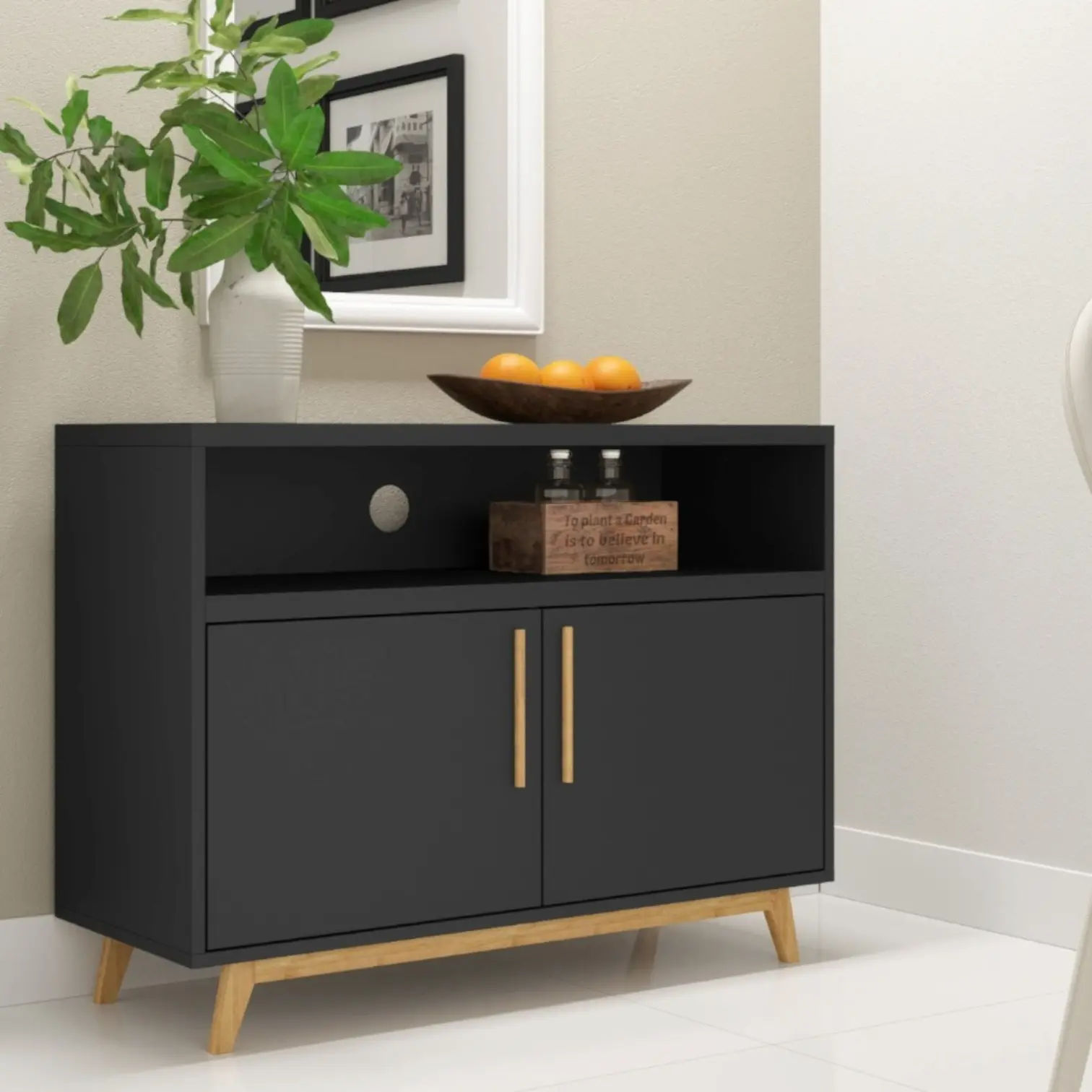 Multi-Room Black Storage Cabinet