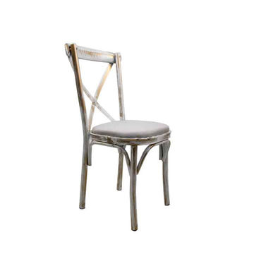 Vividitto - Crossback Metal Chair - White/gold