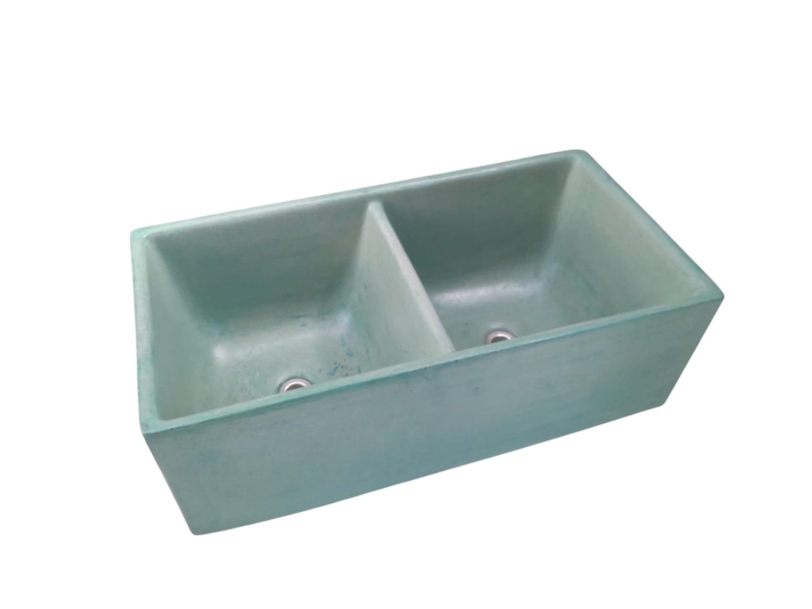 Large Green Double Concrete Kitchen Butler Basin 80x40x27cm