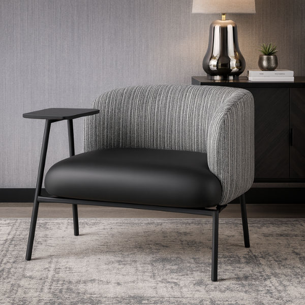 Sabrina Occasional Chair with Integrated Side Table Black