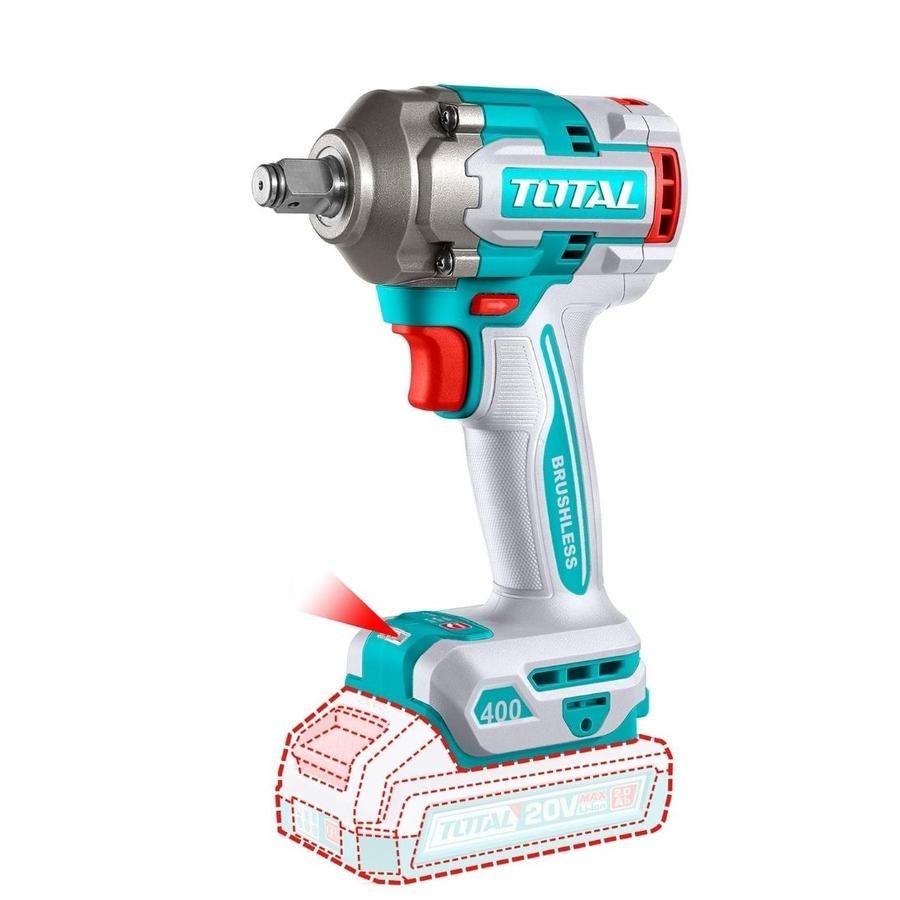 Total 1/2" Cordless Impact Wrench 2300Rpm 2900Bpm 400Nm-550Nm Excl B/C