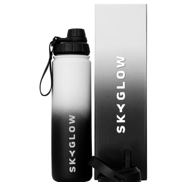 SkyGlow - Double Wall Water Bottle - Gym Water Bottles - Sports Water Bottle - 650ml - Day & Night