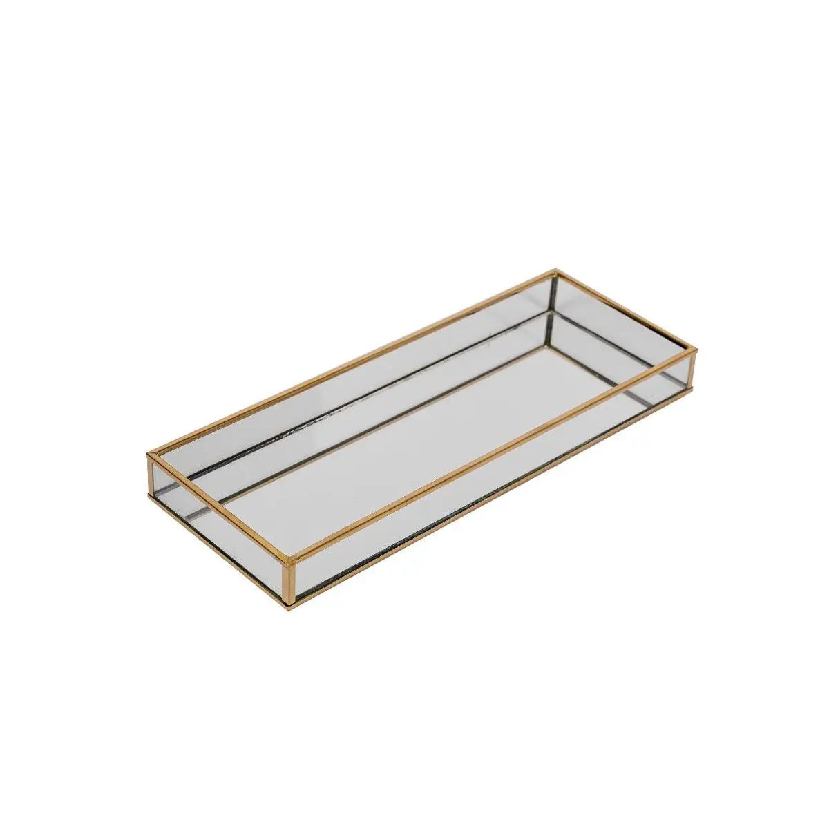 Woodly Cosmetic Tray, Glass, Gold, 320mm x 120mm x 30mm