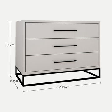 3 Drawer Server Lilo Satin Light Grey - Black Frame