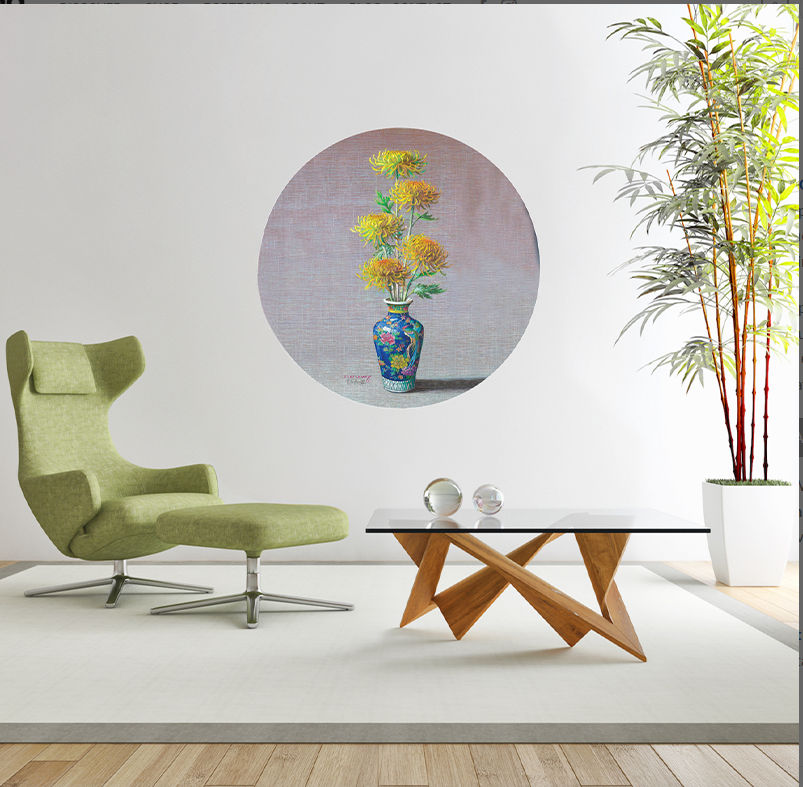 TRETCHIKOFF CHRYSANTHEMUMS IN A CHINESE VASE DECAL