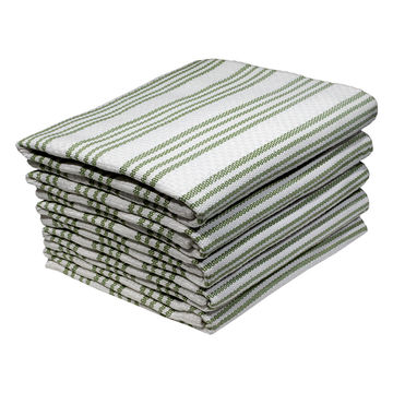 Bunty's Kitchen Towel - Design 2584 - 046x070cms - (05 Pc Pack) - Stripes - Green Olive
