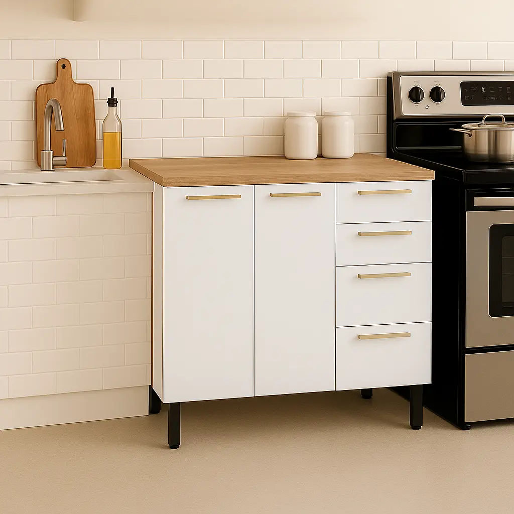 Kitchen 120cm Floor Unit White-Oak