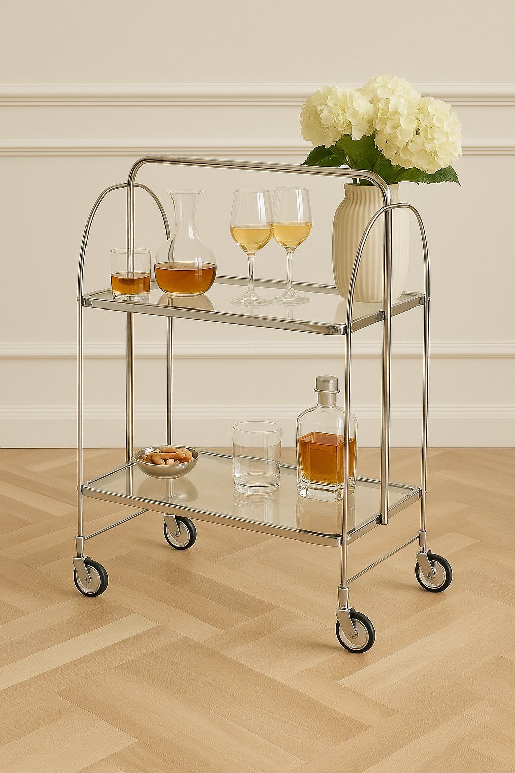 IG Furn - Luxe Chrome Foldable Drinks Trolley