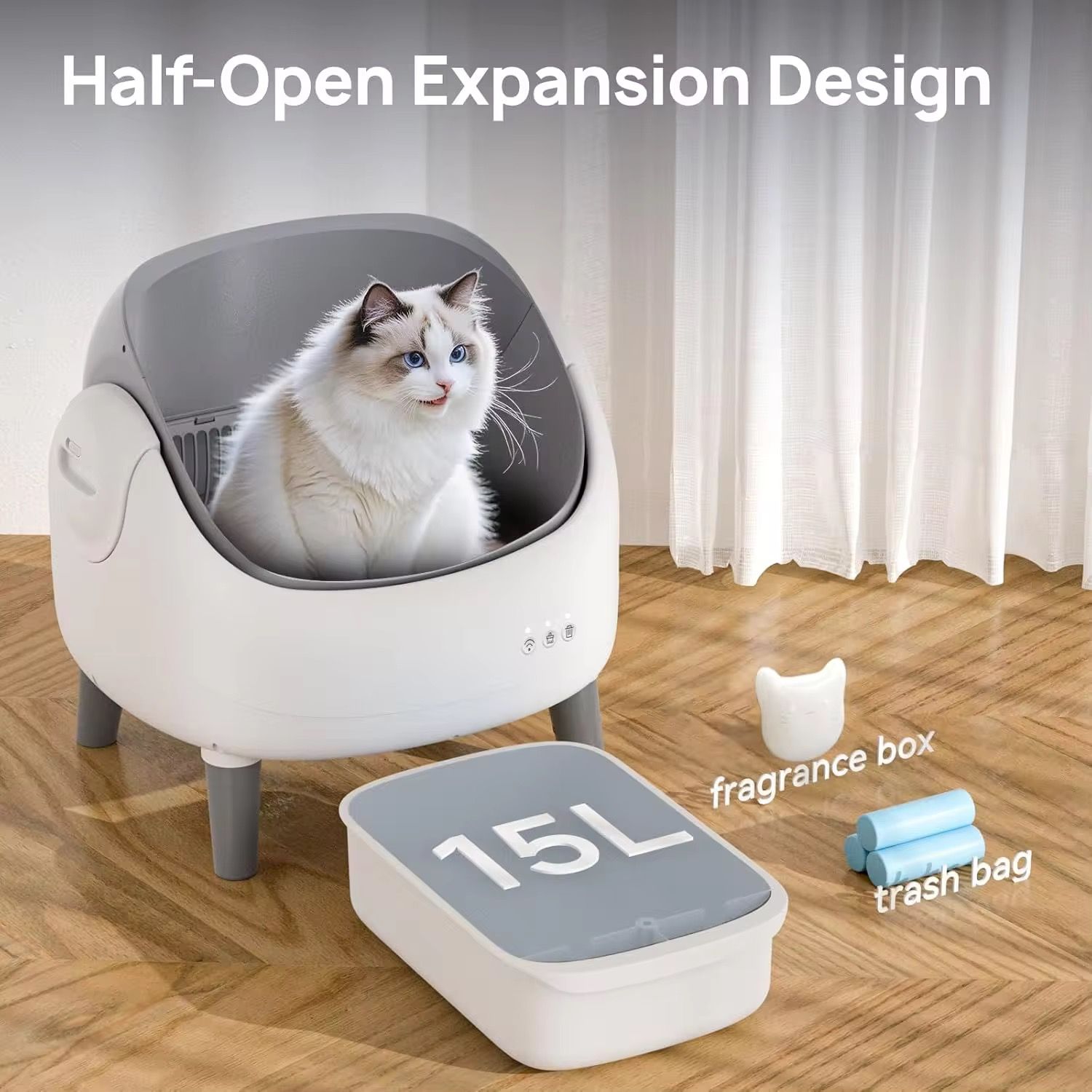 Automatic Self-Cleaning Cat Litter Box with App Control and Dual Safety Sensors