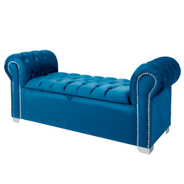 Destiny Sleigh Storage Ottoman-Blue