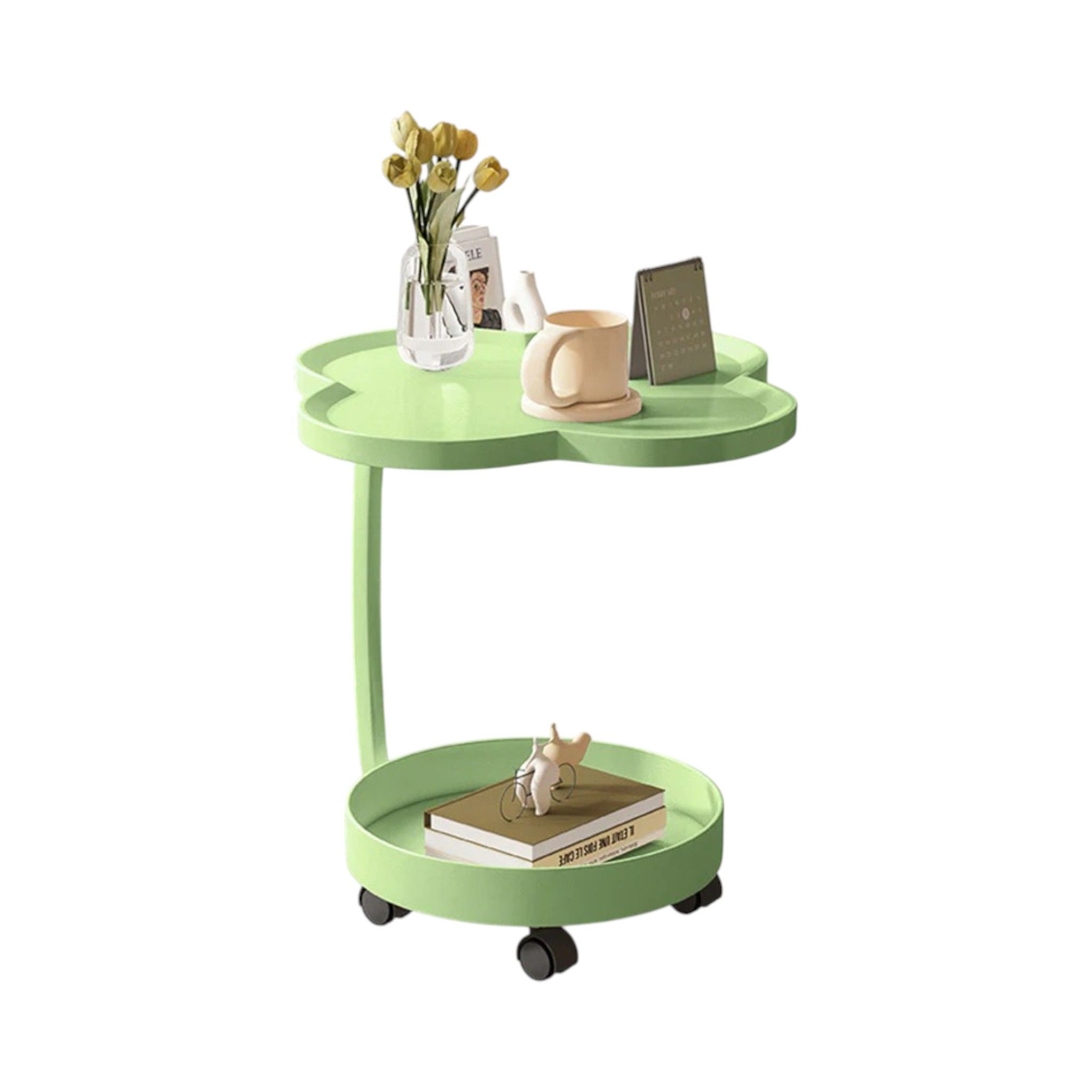 Four-Leaf Clover Pulley Side Table-GREEN