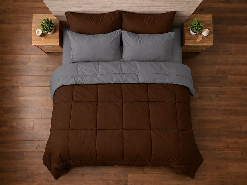 Everyday Collection Reversible Comforter Set - 90 GSM - King - Super King - Tiramisu - Gray Flannel (06 Sets)