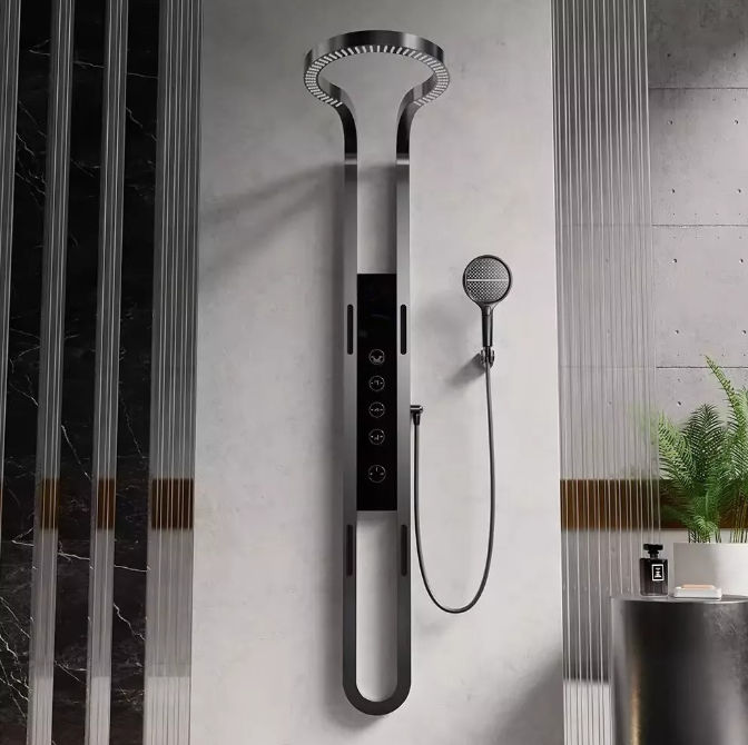 Victoria 4 Function Multifunction Circular Shower Column -Gun Grey