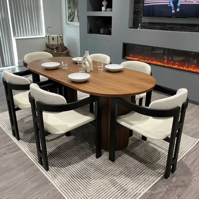 QandAHome Lovisa Solid Mango Wood 6 Seater Dining Set