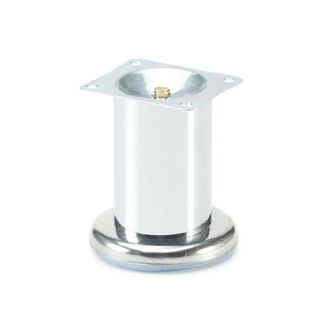 Round Leg on Base, Eco, H80mm, Chrome Plated (4 Pack) BY WOODLY