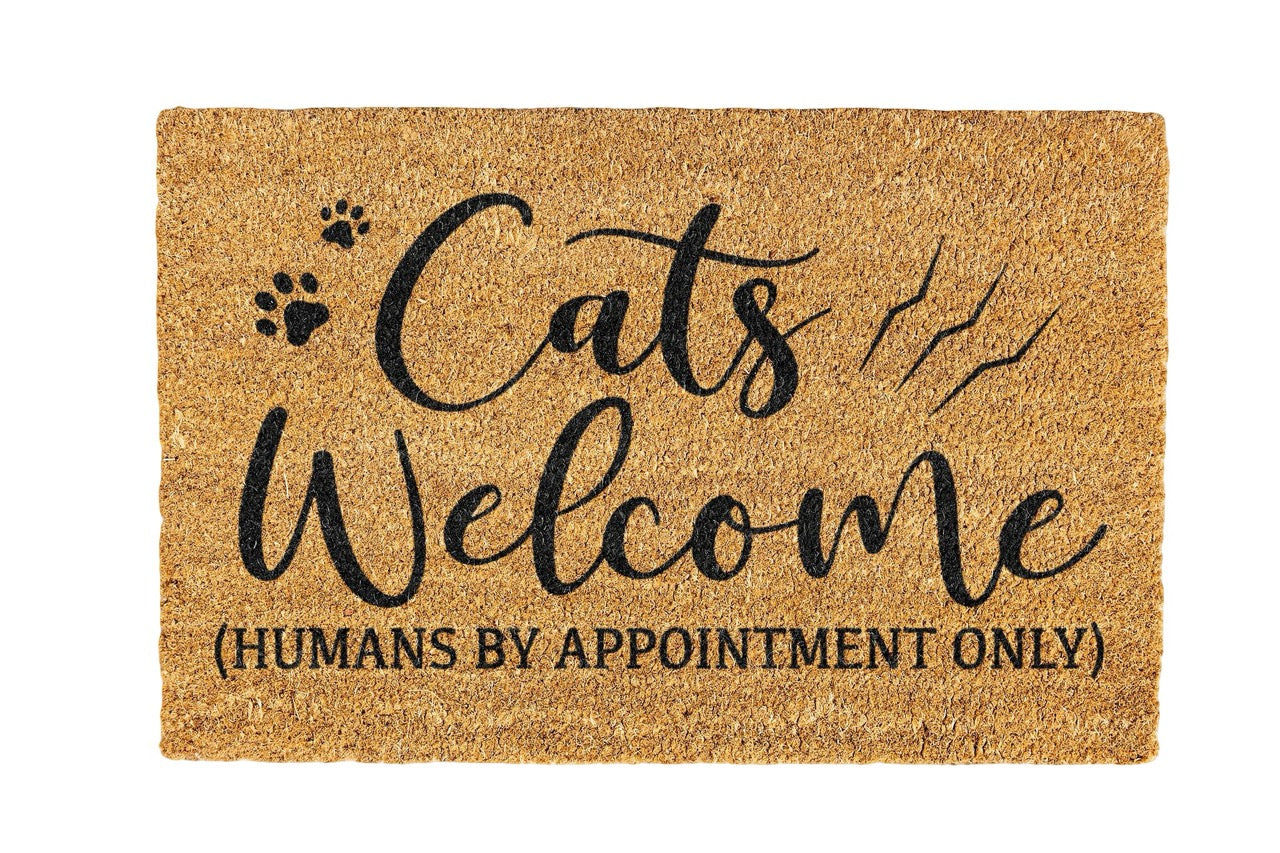 Cats Welcome Coir Doormat Design 700 x 400 mm