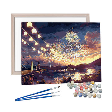 Framed Print Paint by Numbers Acrylic Painting DIY Kit Canvas Art - Blaze