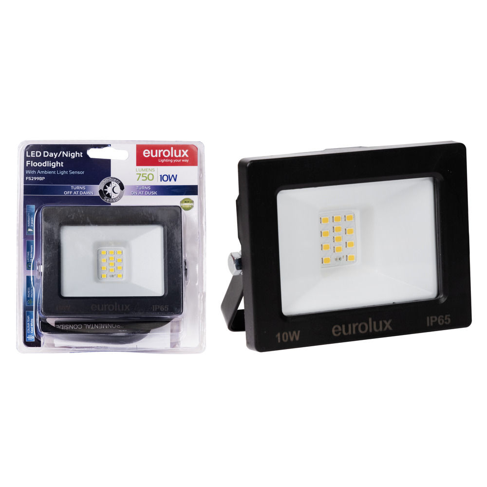LED 10w Floodlight Black with Day Night Sensor