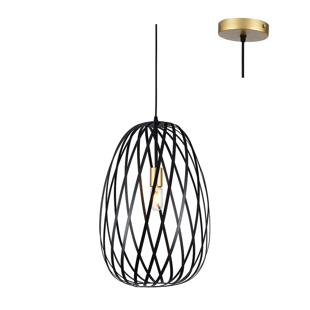 Noir Elegance Medium Pendant Black & Gold E27 1x40w
