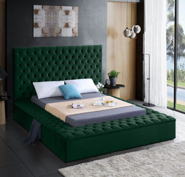 Gretta Storage Sleigh Bed Queen -Green