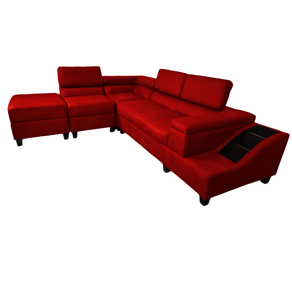Phoebe L Shape Corner Sofa - Faux Leather-Red