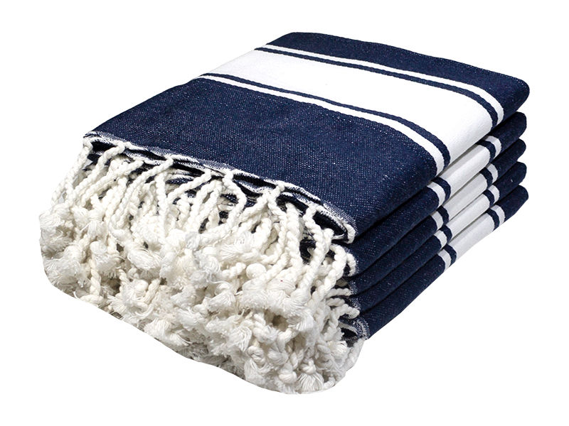 Bunty's Kitchen Towel - Design 2444 - 049x073cms - (05 Pc Pack) - Fringe - Blue Tint