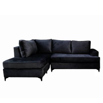 Nu Dekor - 3 Seater L-Shape Velvet Couch - Black