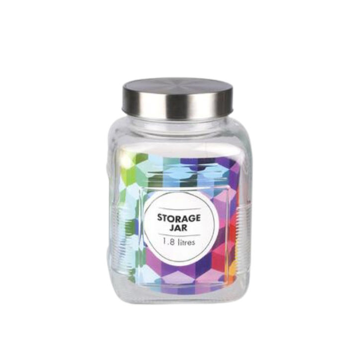 Storage Jar Glass Square 12x18cm 1.8L