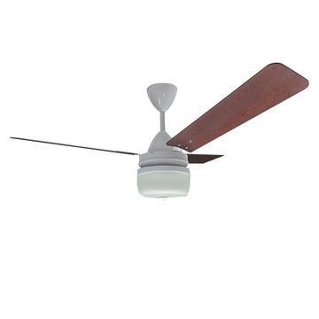 Solent Highbreeze ceiling fan 1400mm Dark Teak Wooden 3-blade, Cleo Light Kit and 5-speed wall mounted regulator - White