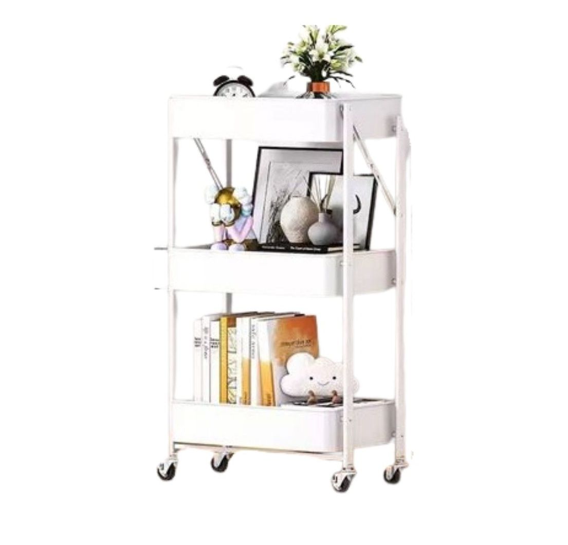 3-Tier Rolling Storage Cart with Wheels, White