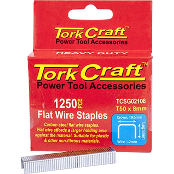 Flat Wire Staple 16G X 10.6Mm X 8Mm T50 1250Pc C/Steel For Tcsg0210