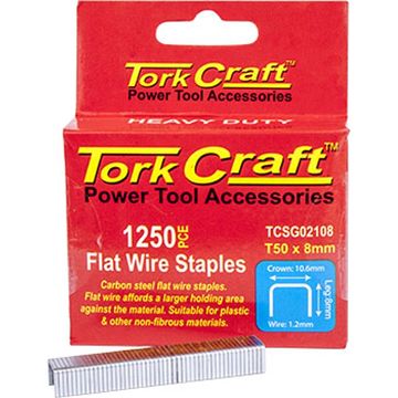 Flat Wire Staple 16G X 10.6Mm X 8Mm T50 1250Pc C/Steel For Tcsg0210