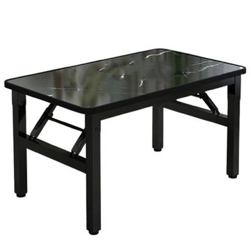 Folding Rectangular Dining Table Simple Stall Coffee Table for Rental Housing Dormitories Outdoor Square Table ( 60 X 40 ) cm  Black