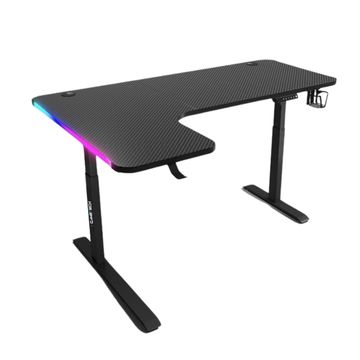 L Shape Gaming Desk with RGB LED Lights - Black (D2200B)