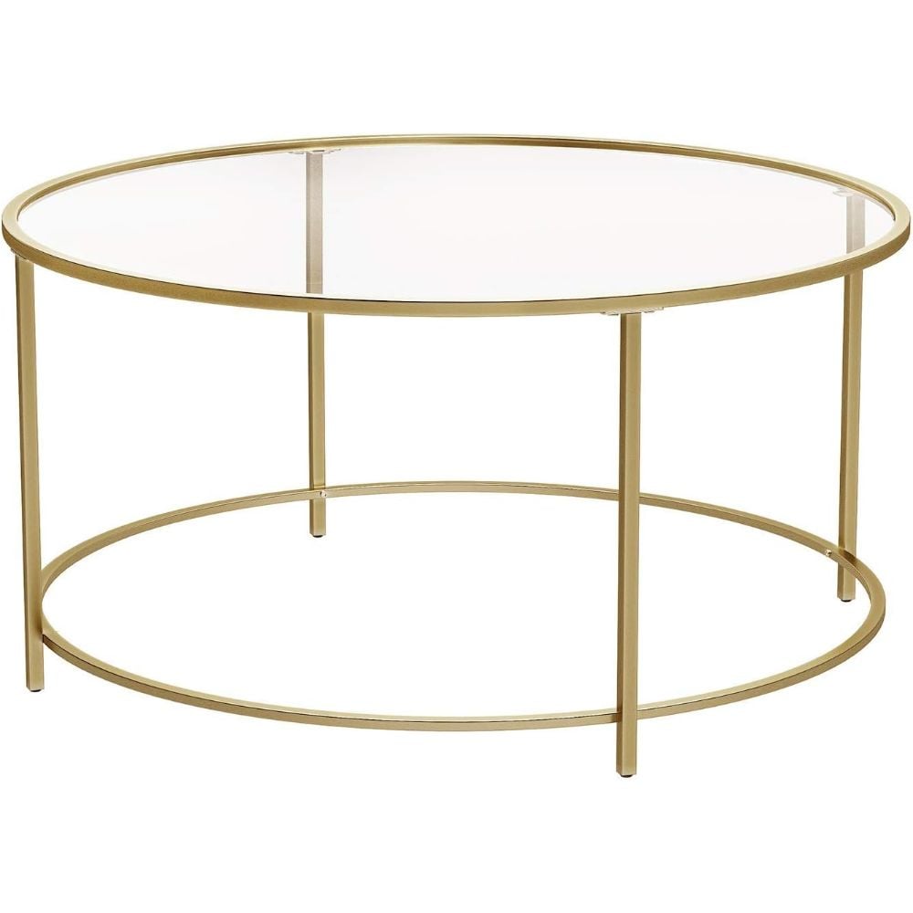 Bragg Zurich Round Glass Coffee Table, Gold