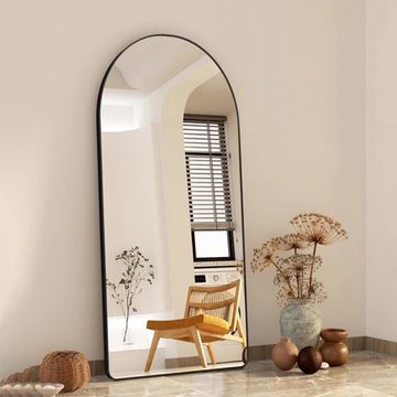 IFEEL Black Aluminum Frame Arched 168 cm x 62 cm free standing or Wall Mounted Glass Mirror 965AB