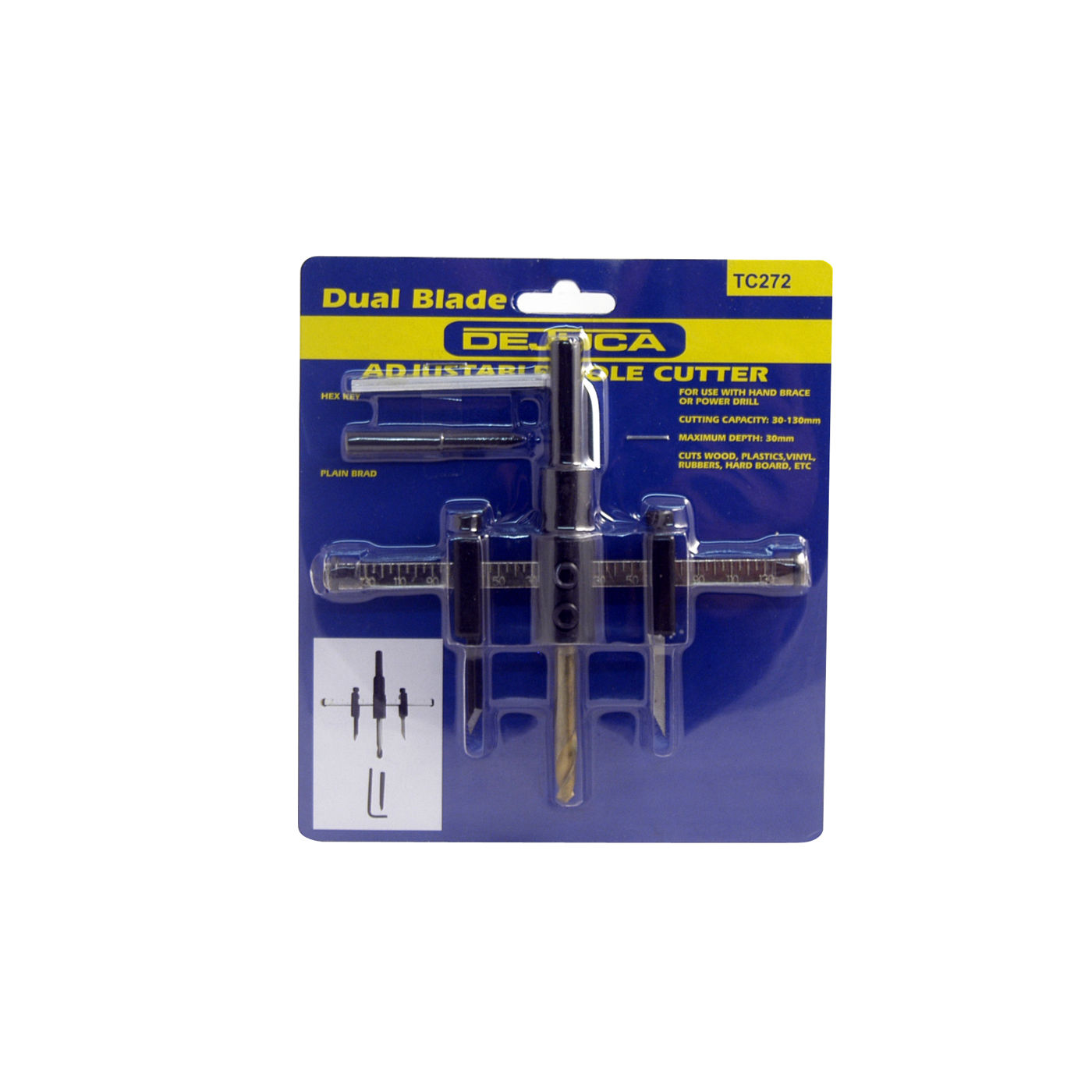 Dejuca - Adjustable Hole Cutter - 30mm to 130mm - 3 Pack