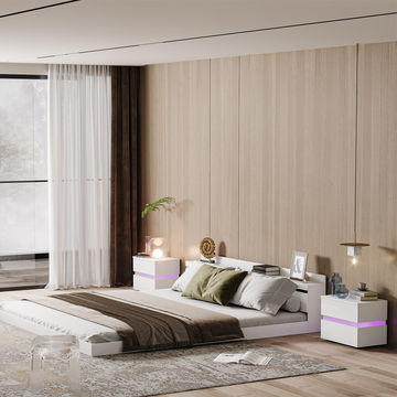 Modern Floor Bed White 200 x 190 cm