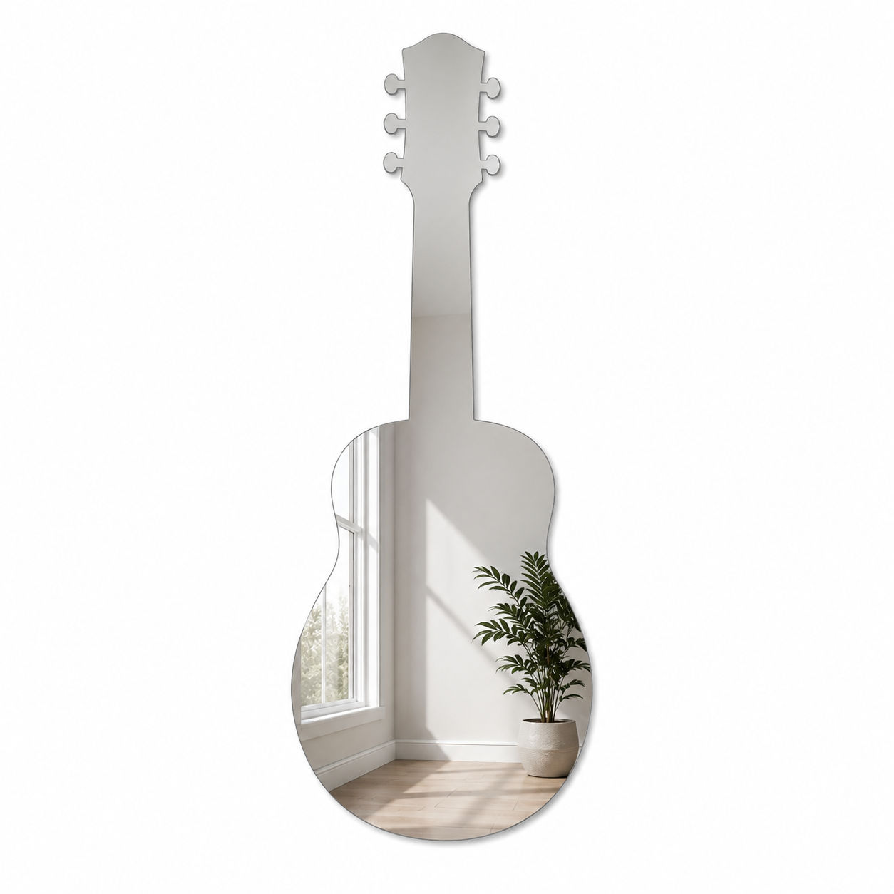Guitar-Shaped Wall Mirror – 1295mm x 565mm, Frameless Decorative Mirror