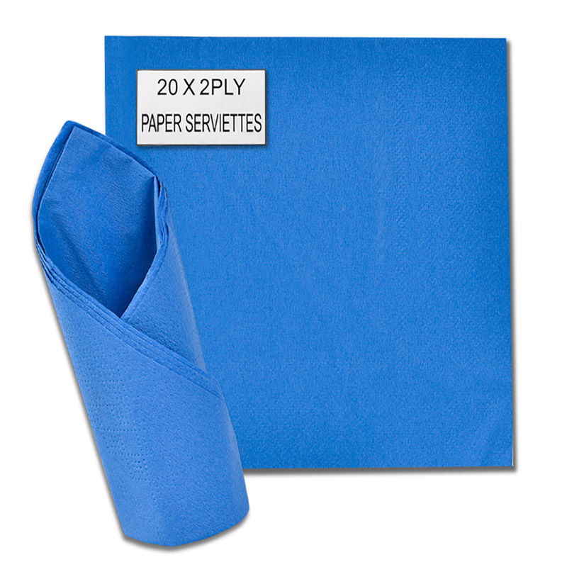Serviettes - Napkins - Blue - 2 Ply - 33cm - 20 Pack - 10 Pack