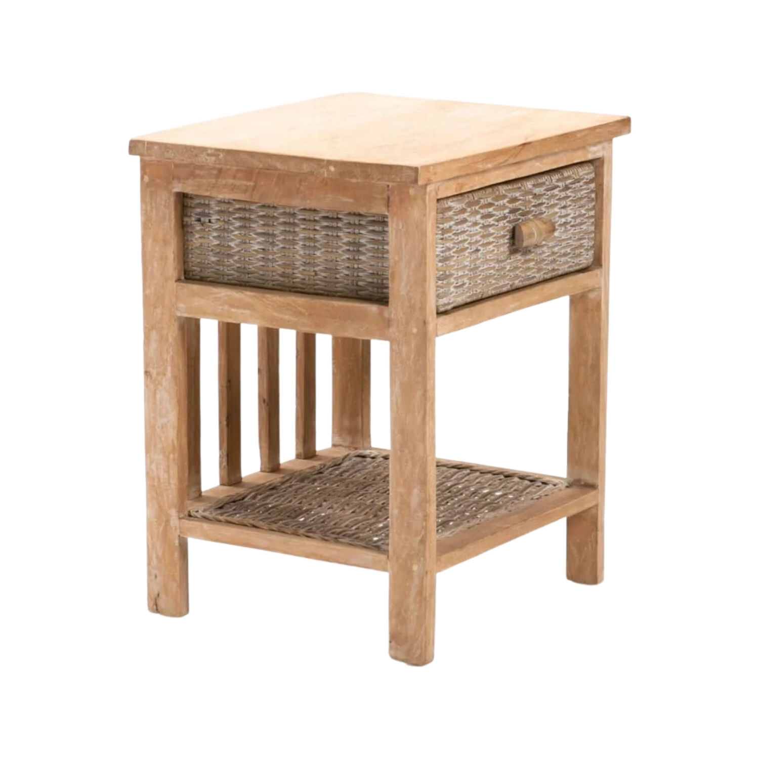 Mango Wood 1 Drawer Pedestal Bedside Table