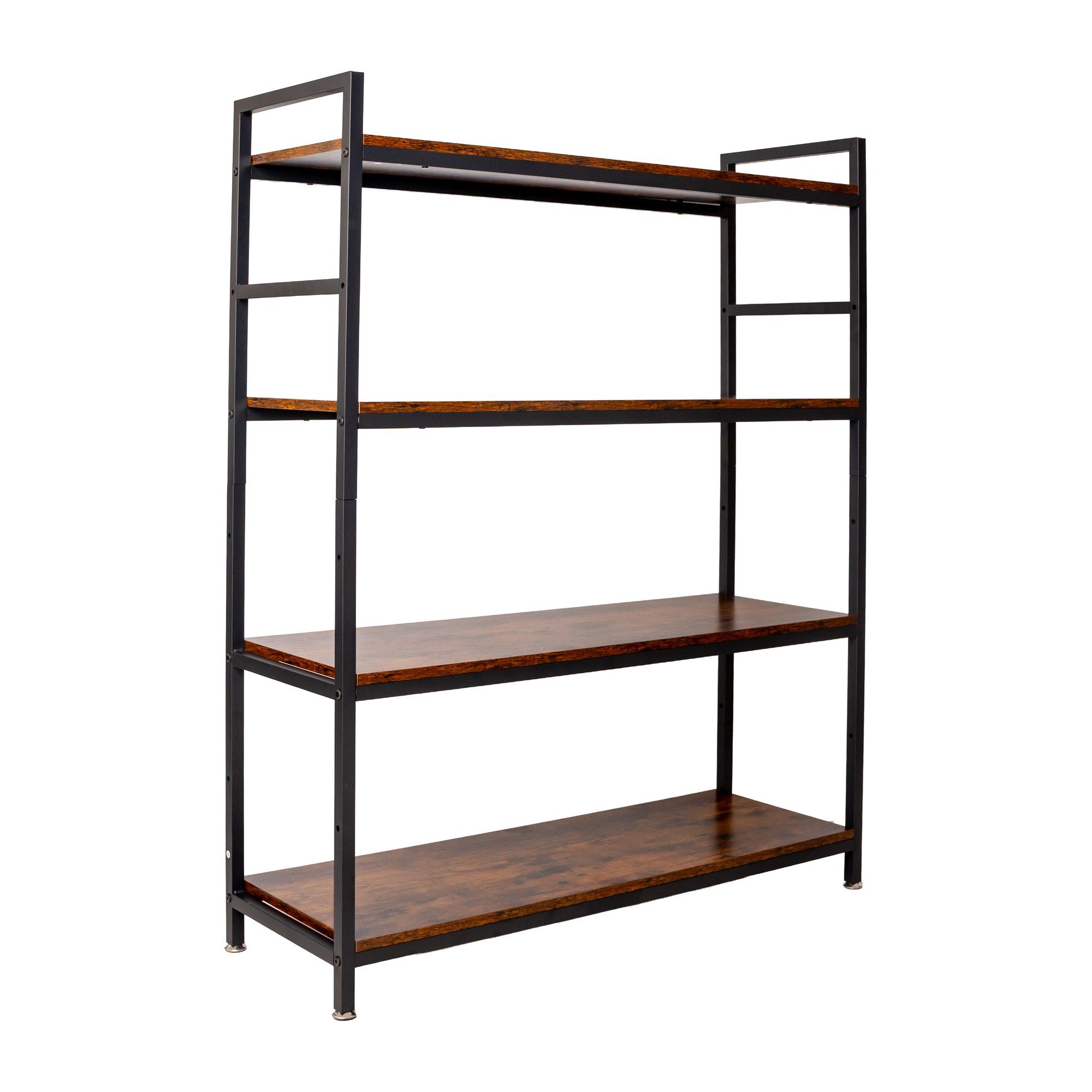 LAZAVA Storage Shelf With Rustic Wood & Black Steel Frame