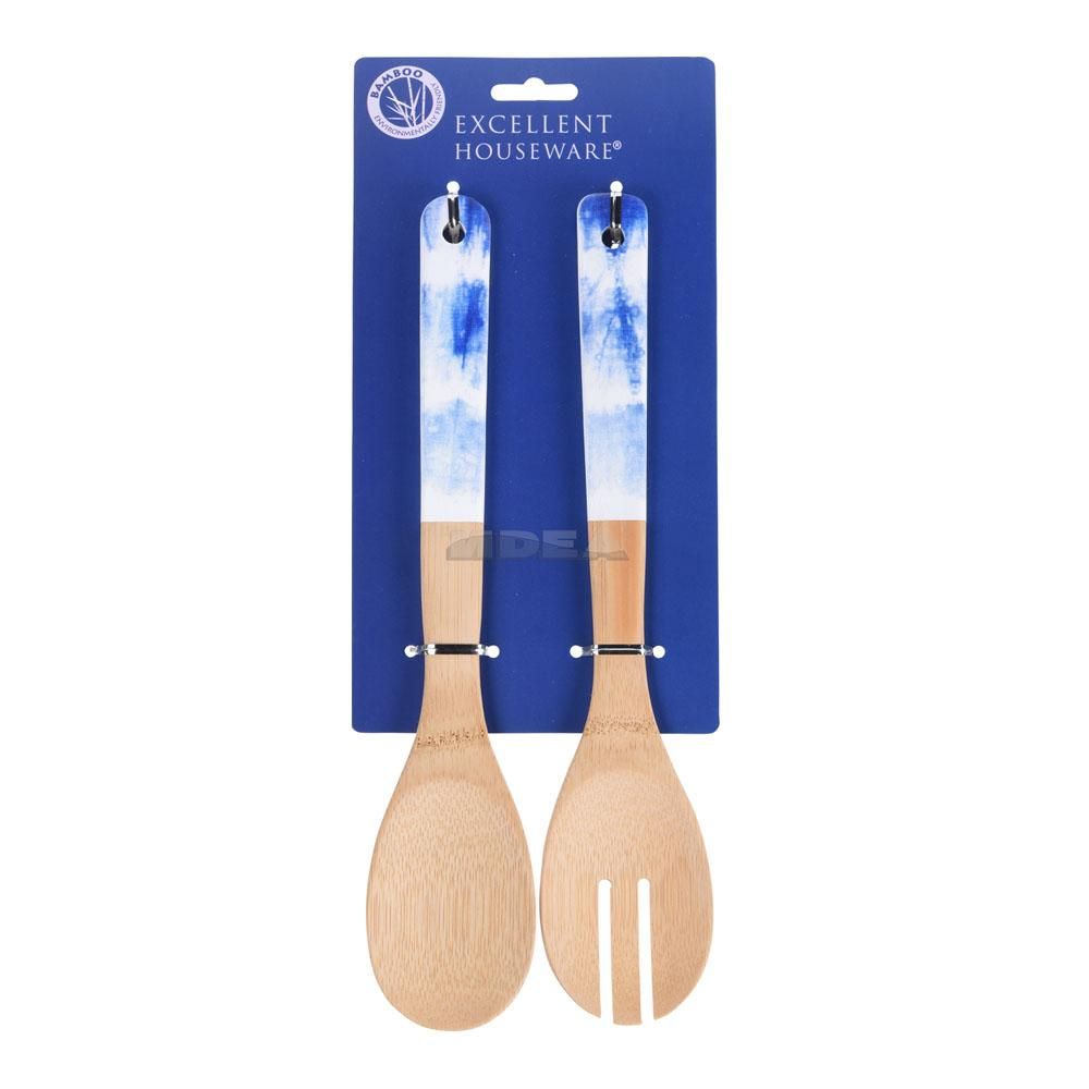 Bamboo Spoon and Fork Serverware - 4 Pieces - 30cm - Eco-friendly