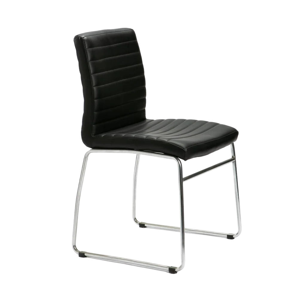 Vividitto - Molly Chrome Leather Touch Dining Chair - Black