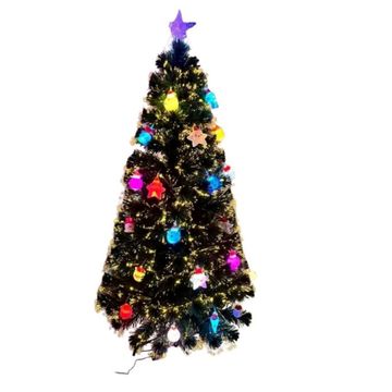 Pre-Lit Artificial Christmas Tree with LED Lights, 120 cm, Multi-Coloured Ornaments and Star Topper