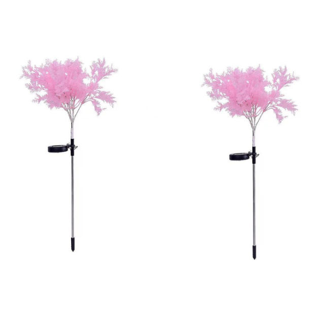 2-Pack Rime Flower Design Solar Light Outside Garden Patio Decorative - Pink Rime Light
