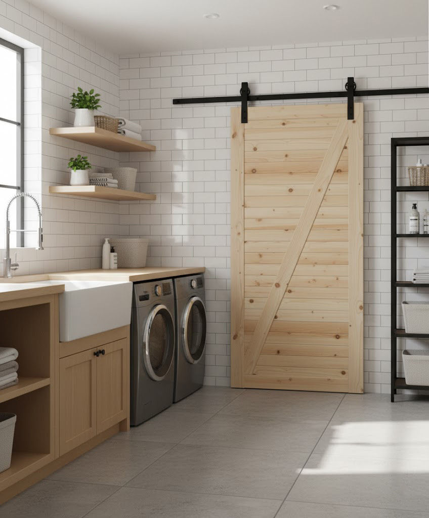 Z Brace Pine Barn Door- Interior Barn Sliding Door Including Mechanism - 920mm(L) x 2100mmm(H) x 36mm(W)